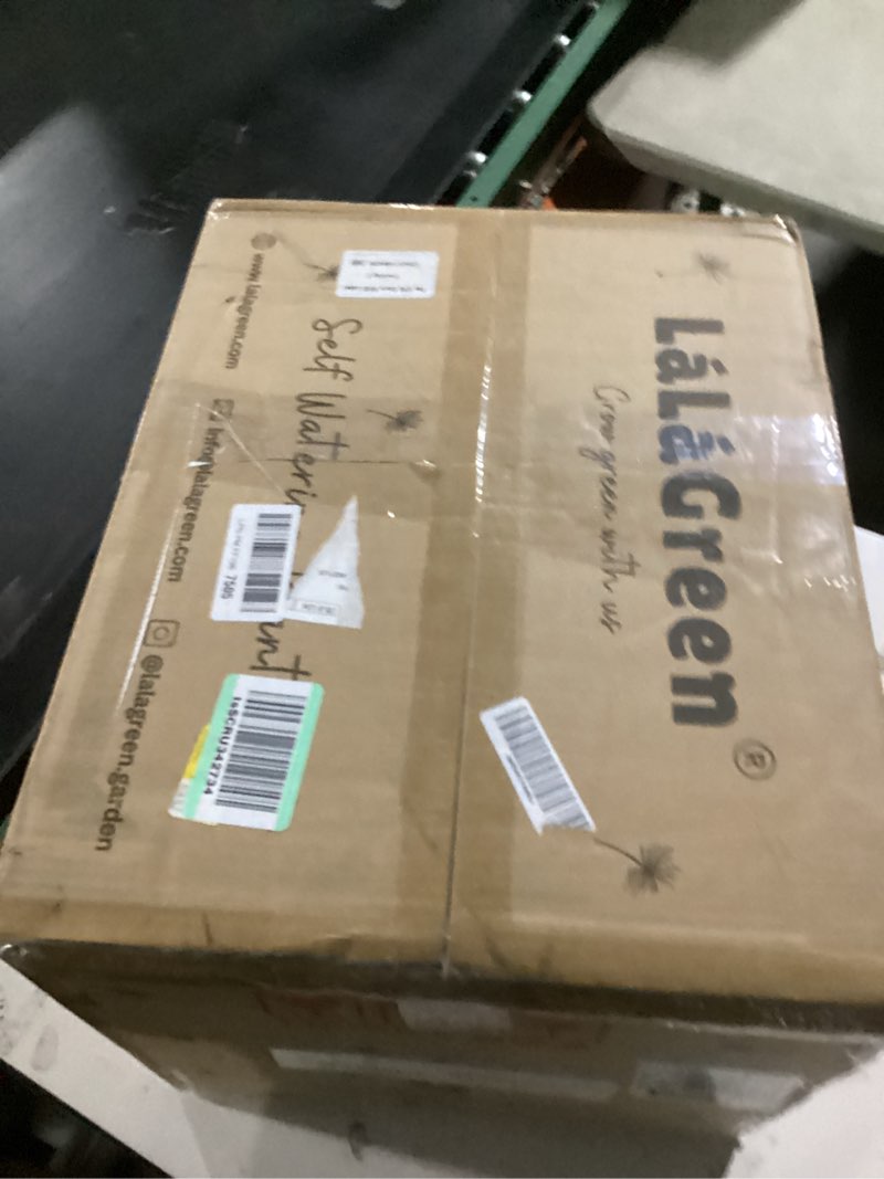 Condition photo showing New/Like New for lalagreen railing planter box (20 inch, 4 pack) white rectangular window flower boxes with bracket, self watering system hanging planter box for outdoor plant pots container deck rail fence balcony