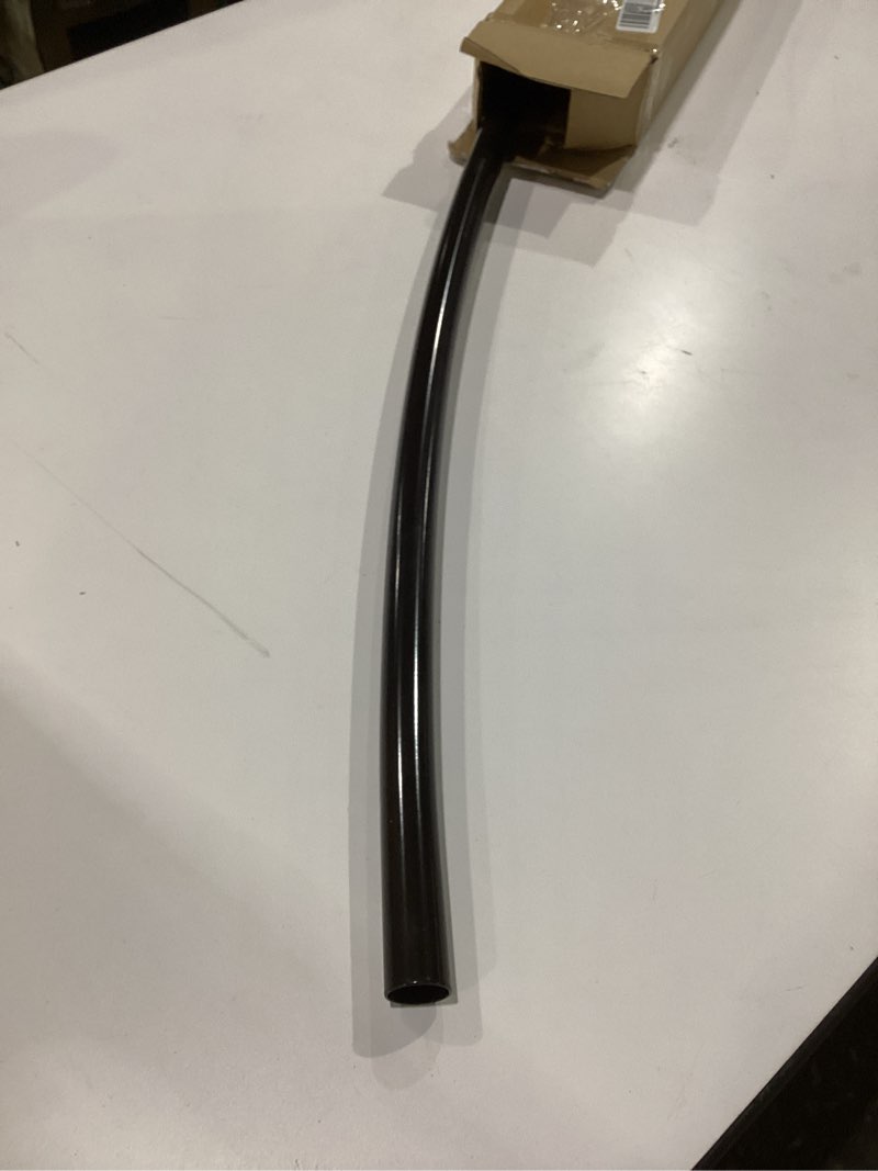 Condition photo showing As Is for curved shower curtain rod for bathroom 38-72 inches, adjustable length, curved shower rod, metal rods&brackets, round shower curtain rods, rotate bracket for large shower space, need drilling, bronze