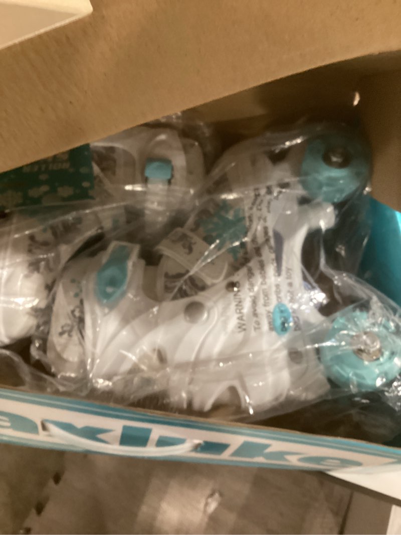 Condition photo showing New/Like New for Snowflake Roller Skates for Girls,4 Size Adjustable Kids Roller Skates with All Light Up Wheels for Toddler Teens Beginners, Ideal Birthday for Indoor Outdoor Use White Medium - Big Kid(1-4)