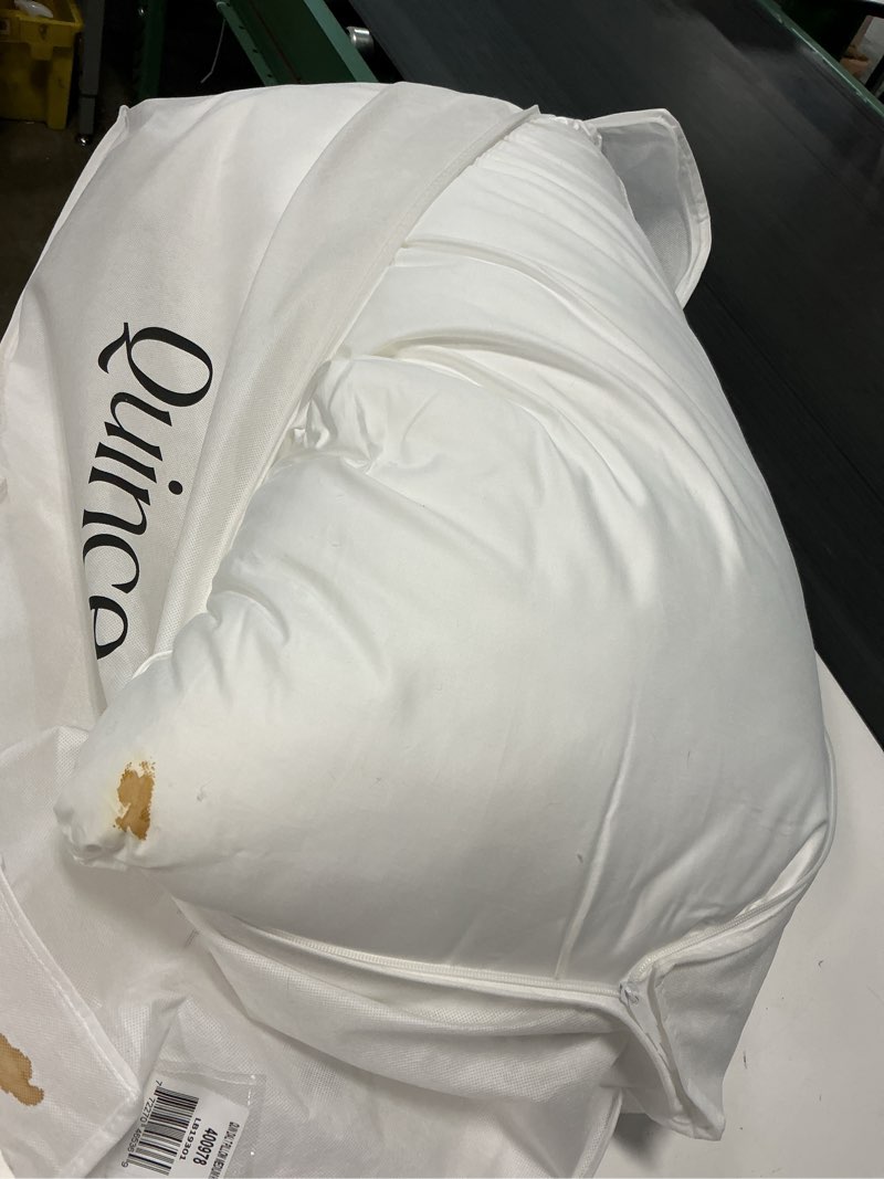 Condition photo showing As Is for premium down alternative pillow, king, medium/firm