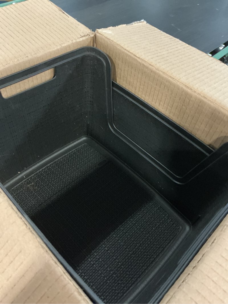 Condition photo showing Good Condition for curver set of 4 large 18l easy access jute decorative plastic organization and storage baskets - perfect bins for home office, closet shelves, kitchen pantry and all bedroom essentials, black black large easy access 18l