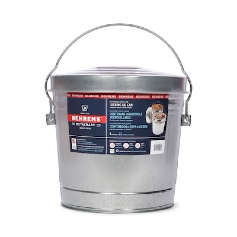 behrens 6 gallon galvanized steel indoor/outdoor detached lid trash can