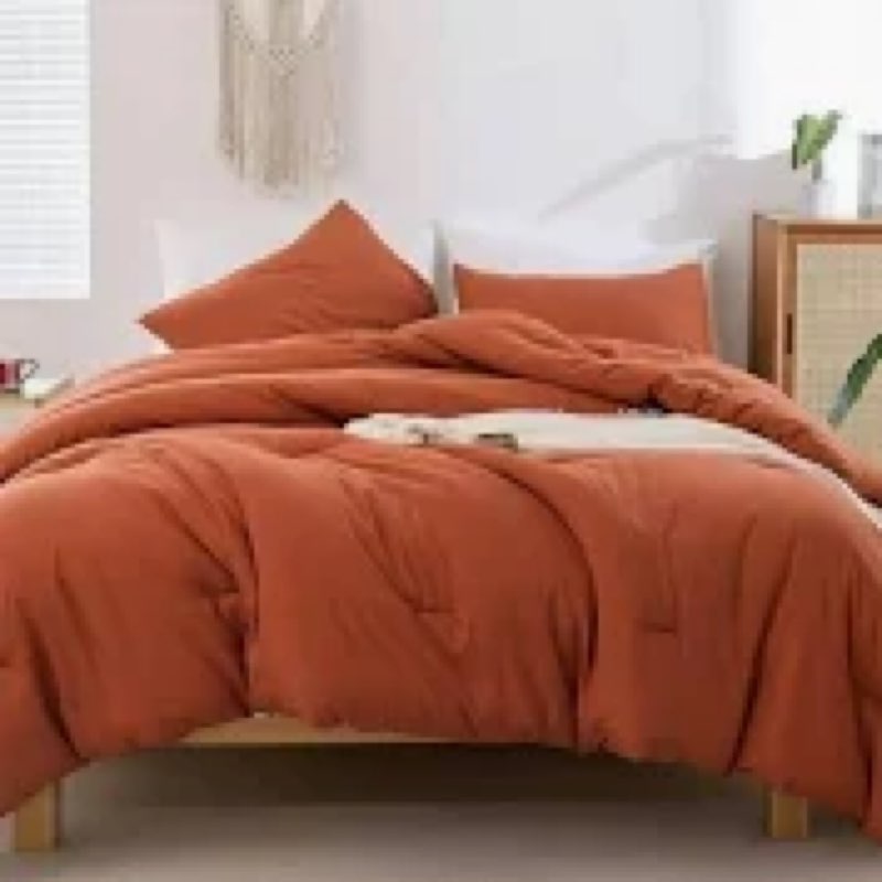 ROSGONIA California King Comforter Set Burnt Orange,3pcs(1 Boho Terracotta Cal King Comforter & 2 Pi