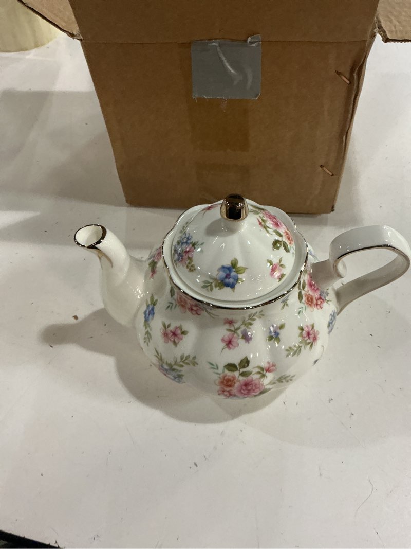 Condition photo showing New/Like New for agyiuns flower ceramic teapot,22oz porcelain tea pot for tea coffee milk for office home men women as gift(white and small flowers)