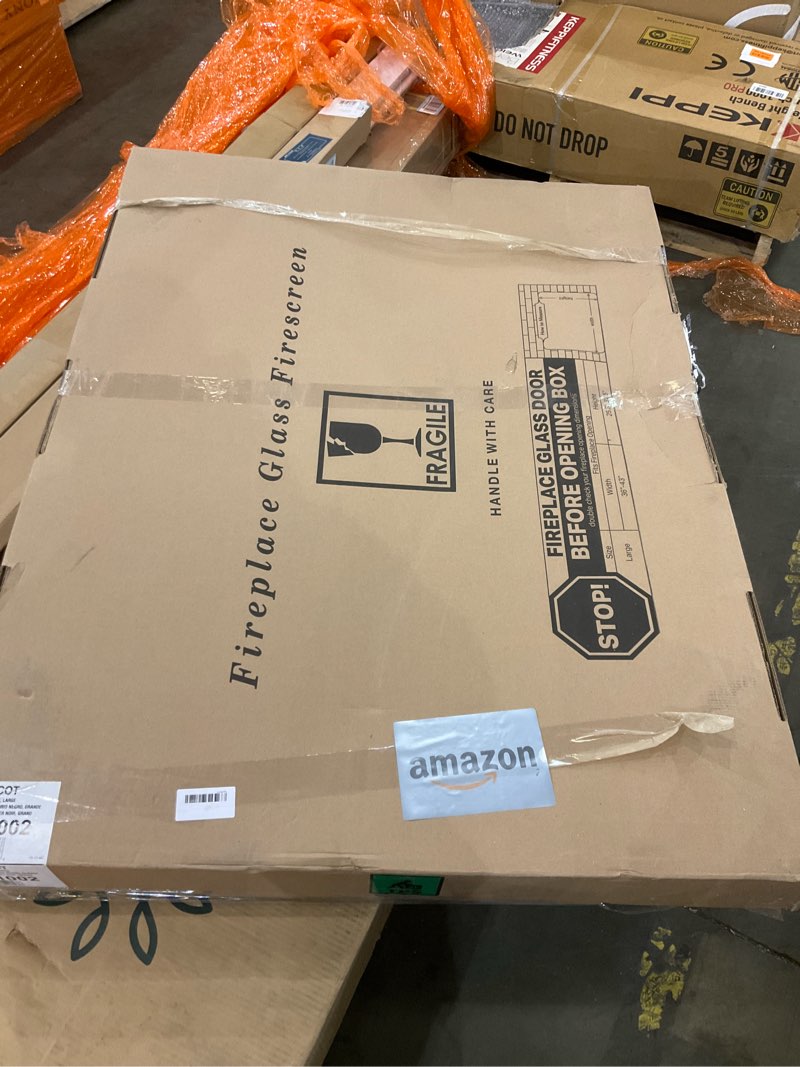 Condition photo showing As Is for Pleasant Hearth AT-1002 Ascot Fireplace Glass Door, Black, Large