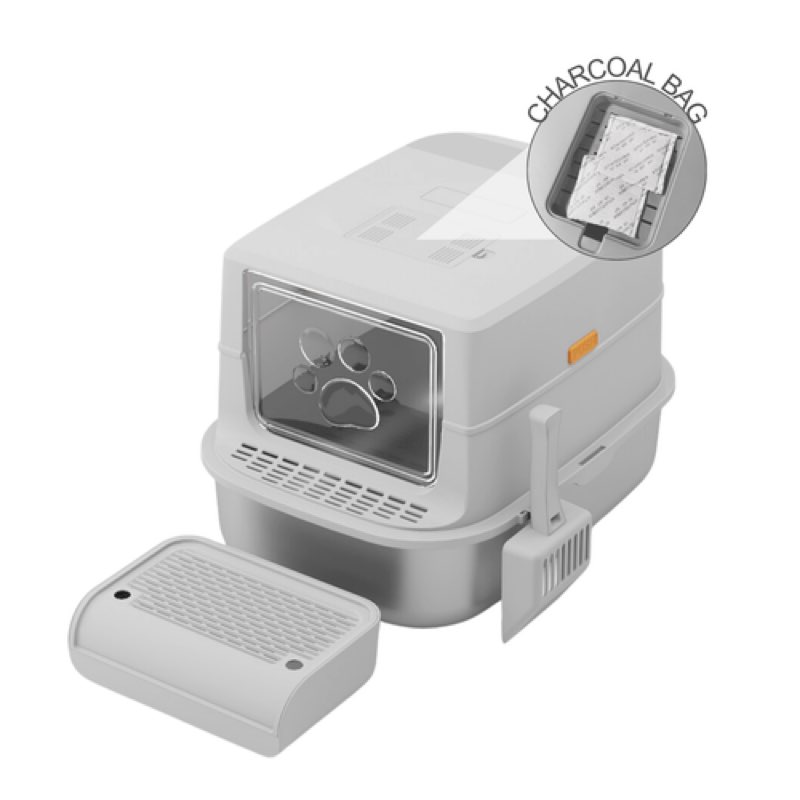 xl full enclosed stainless steel litter box with air filters 2.0