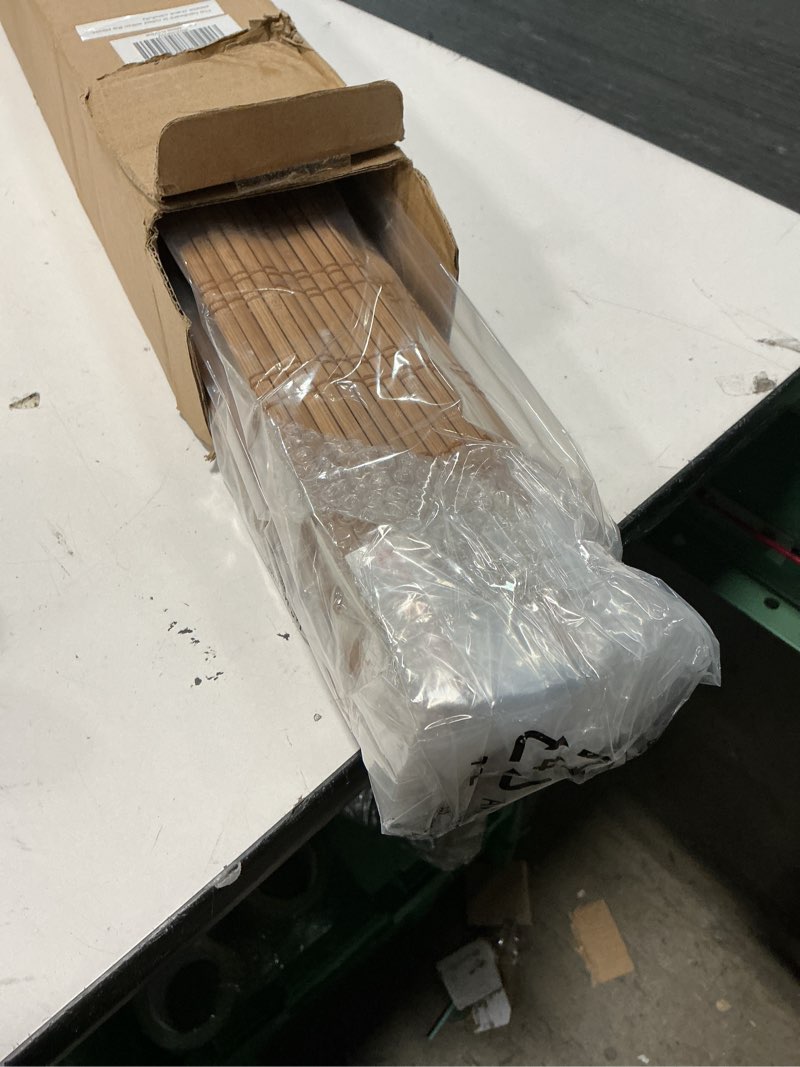 Condition photo showing New/Like New for lazblinds no tools no drill cordless bamboo roman shades, light filtering window treatment, roll up bamboo blinds for windows 27'' w x 48'' h, ceylon light russet light filtering-ceylon light russet 27" w x 48" h