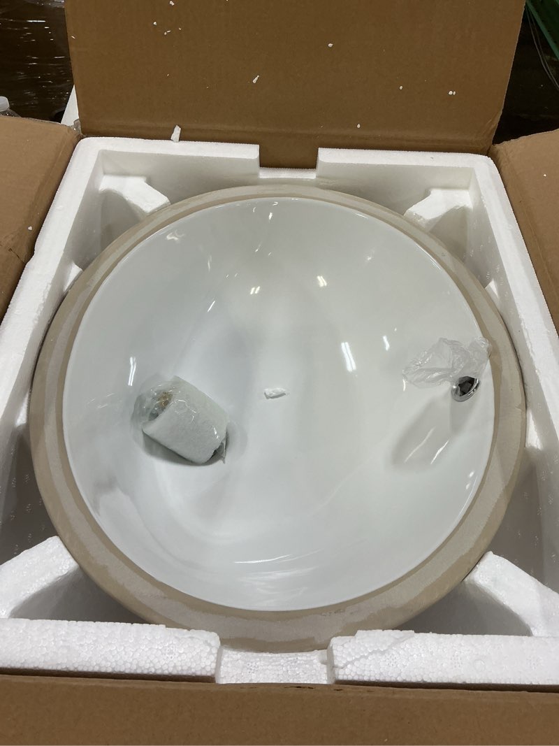 Condition photo showing Good Condition for undermount bathroom sink oval, hugsleek interior bowl size 16 x 13 inch white porcelain ceramic vessel sink under counter oval exterior size 18x15in bath sink bowl basin lavatory vanity fireclay 16"x13" white undermount