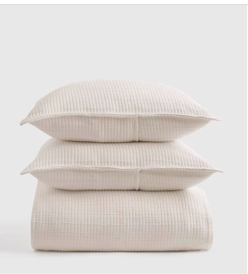 organic ribbed cotton coverlet set queen 