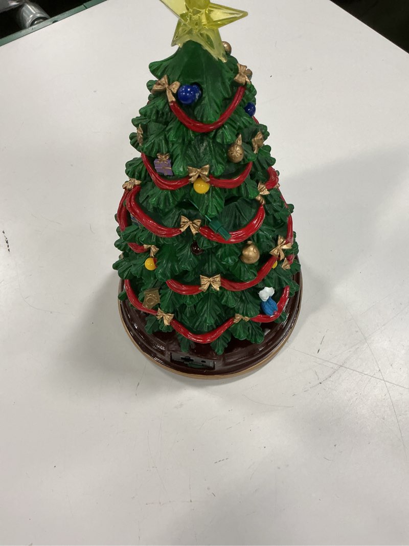 Condition photo showing As Is for Thomas Kinkade Tabletop Tree with Lights, Motion and Music