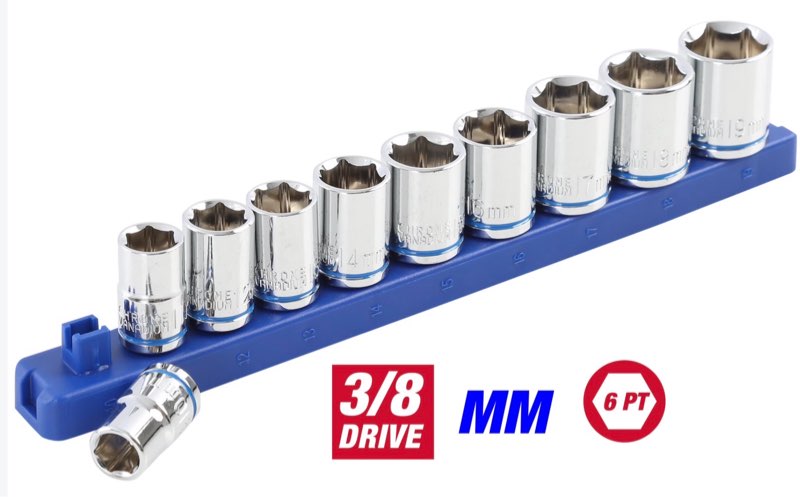 Hyper Tough 11-Piece, 3/8 inch Drive Metric Socket Set, Chrome Vanadium Steel