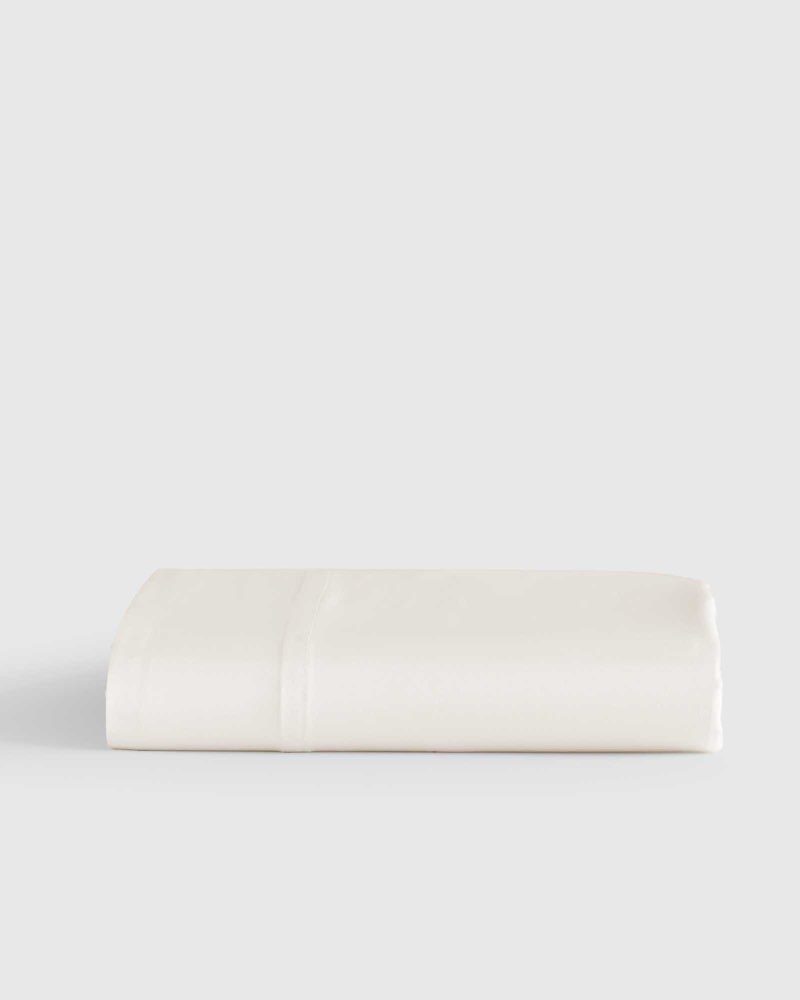 quince mulberry silk flat sheet, queen, ivory