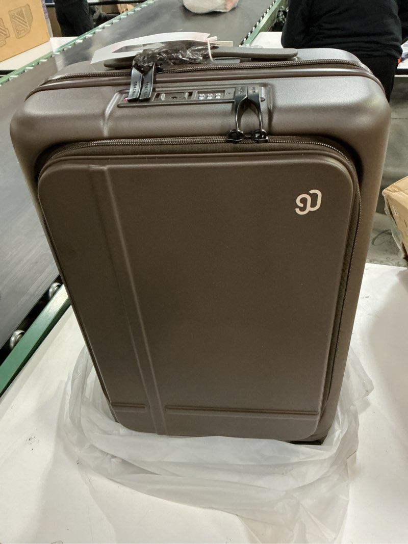 Condition photo showing Good Condition for NINETYGO Carry On Luggage 22x14x9 Airline Approved, 20 Inch Suitcase with Front Compartment & Cup Holder, Coffee-Infused PC Hard Shell, Eco-Friendly, TSA Lock, 360° Spinner Wheels (Latte) 05-Caramel Latte Carry-On 20-Inch