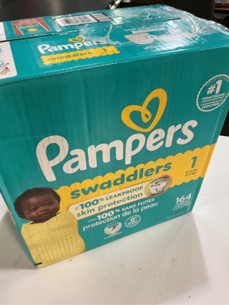 Condition photo showing New/Like New for (size:1)pampers swaddlers sensitive disposable diapers - size 1 - 164ct: 8-14 lbs, with aloe, paraben-free, wetness indicator