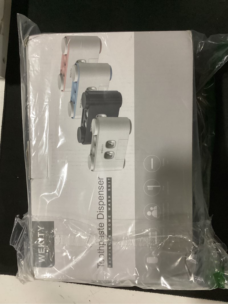 Condition photo showing New/Like New for toothbrush holder,multi-functional wall mounted toothbrush holder,toothpaste dispenser for bathroom with 2 toothpaste squeezers,5 toothbrush slots and 4 cups(black)