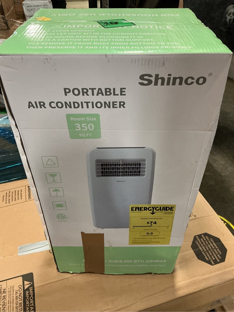 Condition photo showing Good Condition for shinco 8,000 btu portable air conditioner - 3-in-1 cool/dehumidifier/fan for rooms up to 350 sq.ft, remote control & 24h timer, compact ac unit for bedroom/office