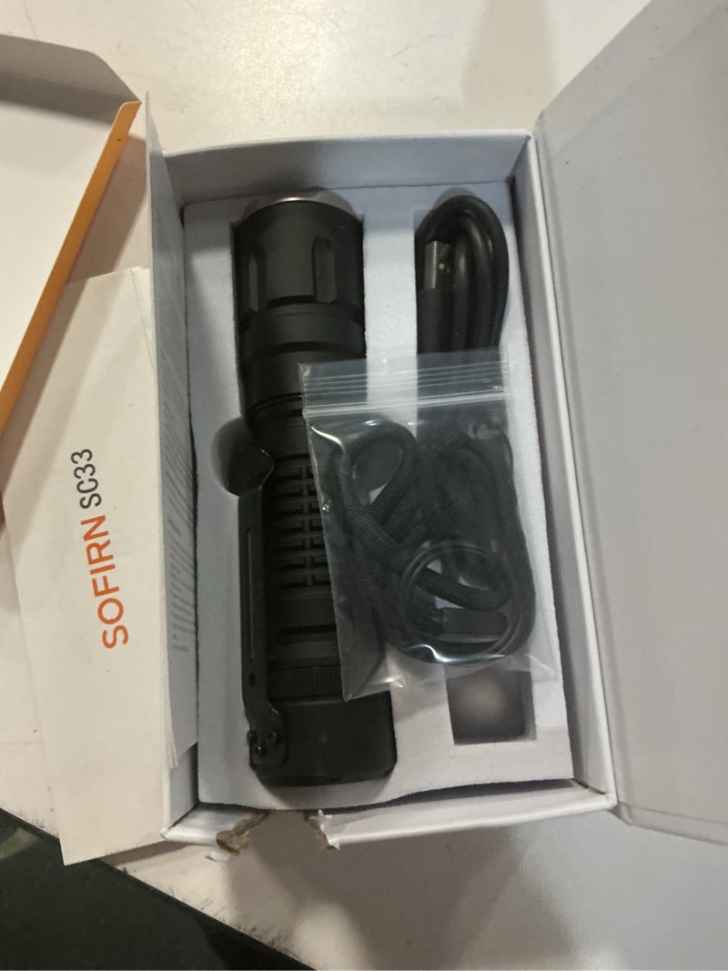 Condition photo showing New/Like New for Tactical Flashlight Rechargeable Flashlights High Lumens - Sofirn SC33 Super Bright Flashlight 5200 Lumens, Powerful Flashlight High Powered, Waterproof LED Flashlights for Home Camping Outdoor Work