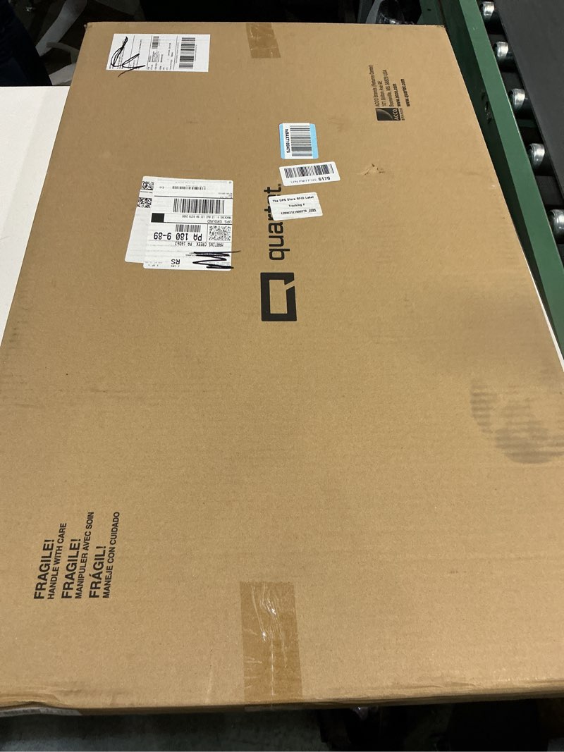 Condition photo showing New/Like New for Quartet Cork Board Bulletin Board, 23\" x 35\" Framed Corkboard, Oak Frame, Decorative Hanging Pin Board, Perfect for Office & Home Decor, Home School Message Board or Vision Board (35-380352)