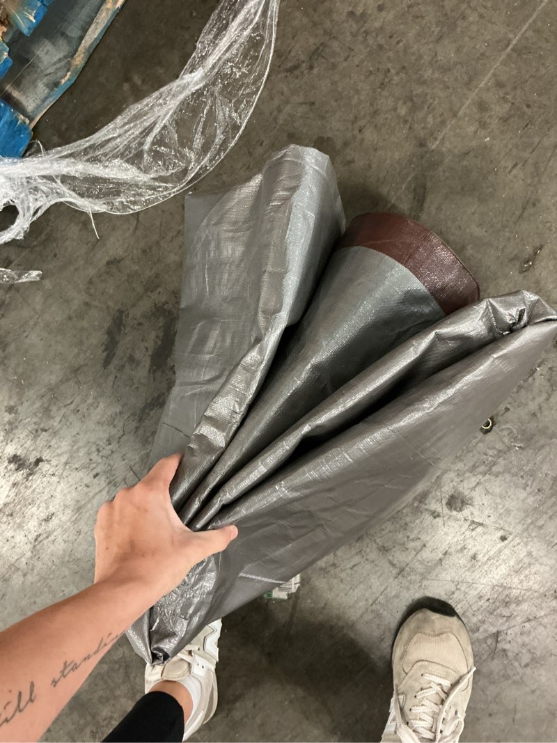 Condition photo showing New/Like New for 10 ft. x 12 ft. brown/silver  heavy-duty tarp