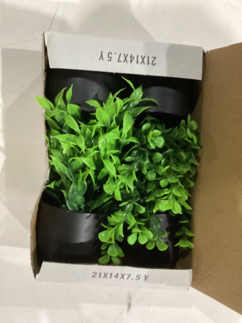 Condition photo showing Good Condition for Der Rose Fake Plants 4 Packs Artificial Plants Small Faux Plants Black Bathroom Accessories for Halloween Bathroom Home Kitchen Coffee Table Office Desk Decor Indoor Green 4