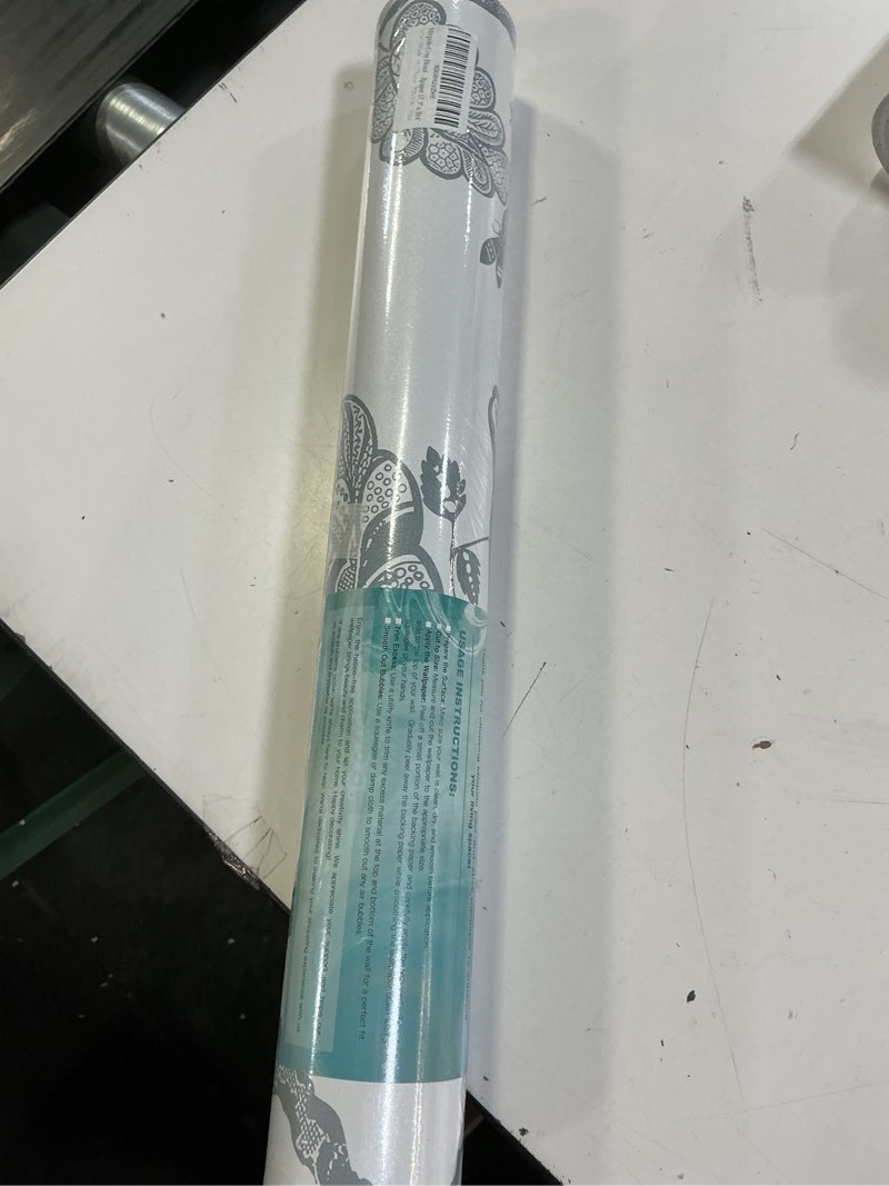 Condition photo showing New/Like New for peel and stick wallpaper floral wall paper modern contact paper boho bedroom bathroom wallpaper peel and stick blue and white removable self-adhesive wall decor vinyl roll 17.3" x 394" 17.3" x 394" grey blue and white