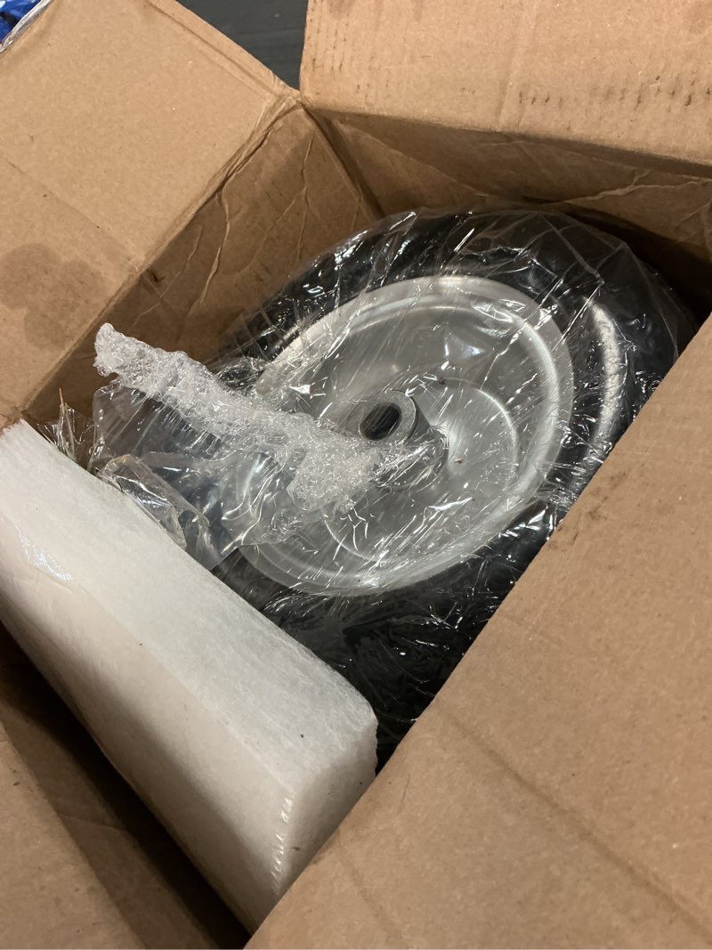 Condition photo showing Good Condition for 2 pcs 11x4.00-5" lawn mower tires flat free,3/4" 5/8" 1/2" bushing,3.4"-4"-4.5"-5" centered hub,universal fit smooth tread tire for zero turn lawn mowers, with universal adapter kit (gray rim) universal bushing adapter (3/4", 5/8", 1/2") gray rim