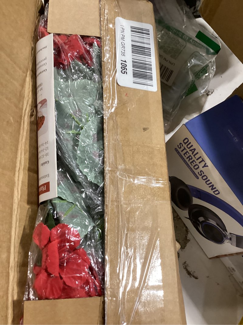 Condition photo showing New/Like New for artificial flowers for outdoors – 6 bundles of uv-resistant artificial geraniums, realistic silk flowers for front porch, patio, garden, window boxes & hanging baskets (red, 6) red 6 bundles