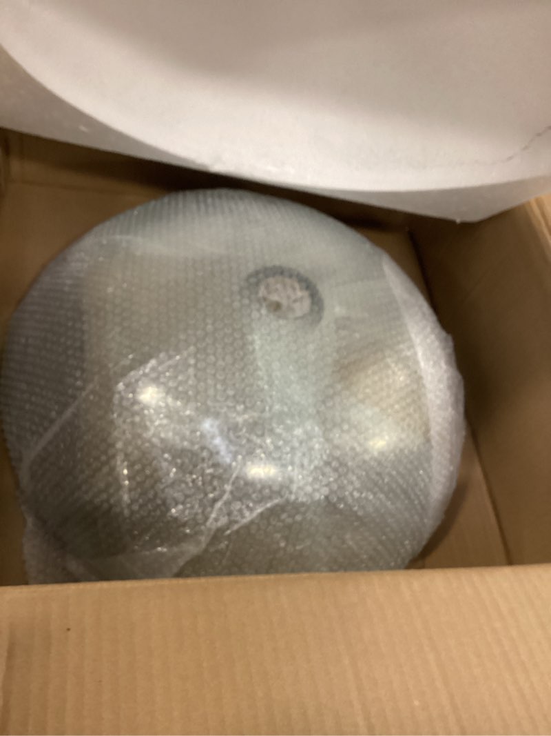 Condition photo showing Good Condition for Clear Glass Vessel Sink with Chrome Faucet and Pop-Up Drain Set 17 Inch Round Bathroom Tempered Glass Basin Top Mount Transparent Bowl Sinks for Small Bathrooms