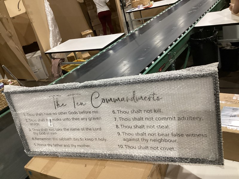 Condition photo showing New/Like New for the ten commandments rustic bible verse framed wall art, 40''×15'' positive religious christian saying sign for god jesus christ prayer, vintage horizontal holy inspirational catholic scripture decor black frame 40" x 15" the ten commandments