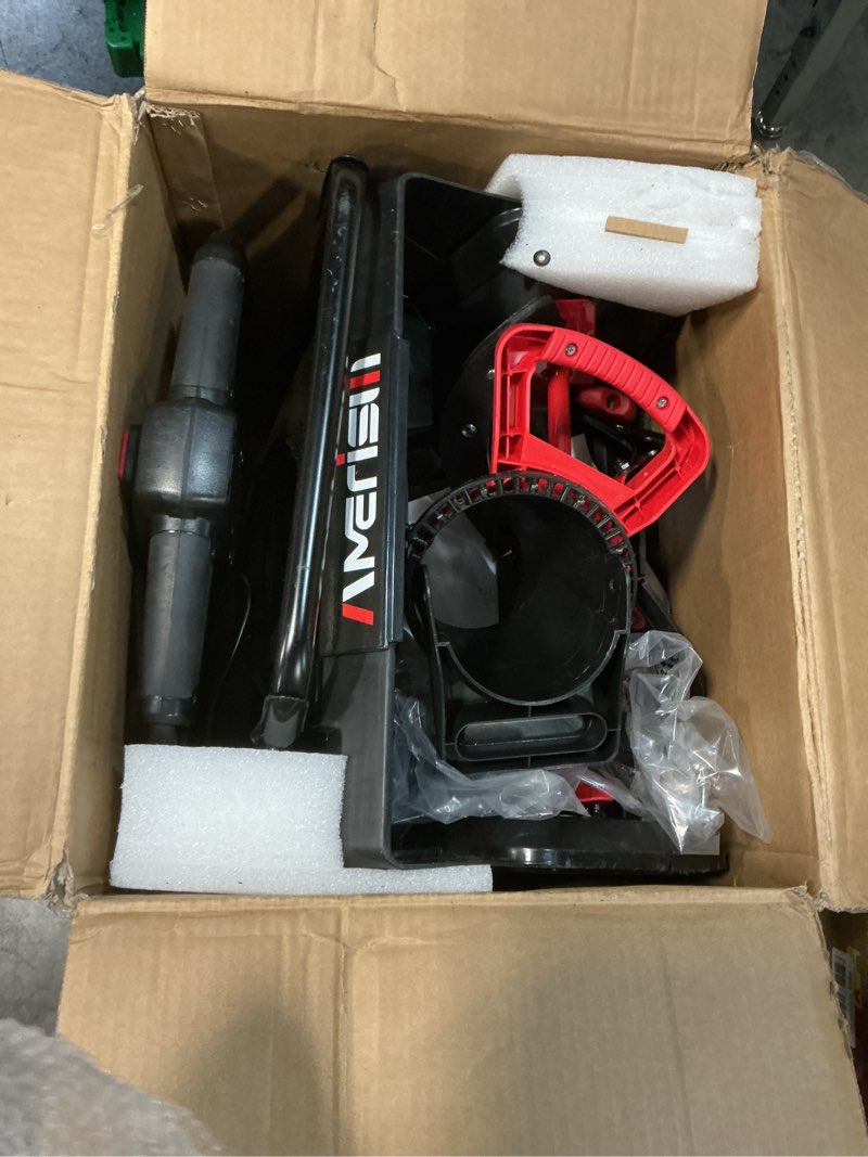 Condition photo showing As Is for Amerisun 18-Inch Electric Snow Blower, 120V 15A Motor, 30ft Throw, Snow Removal