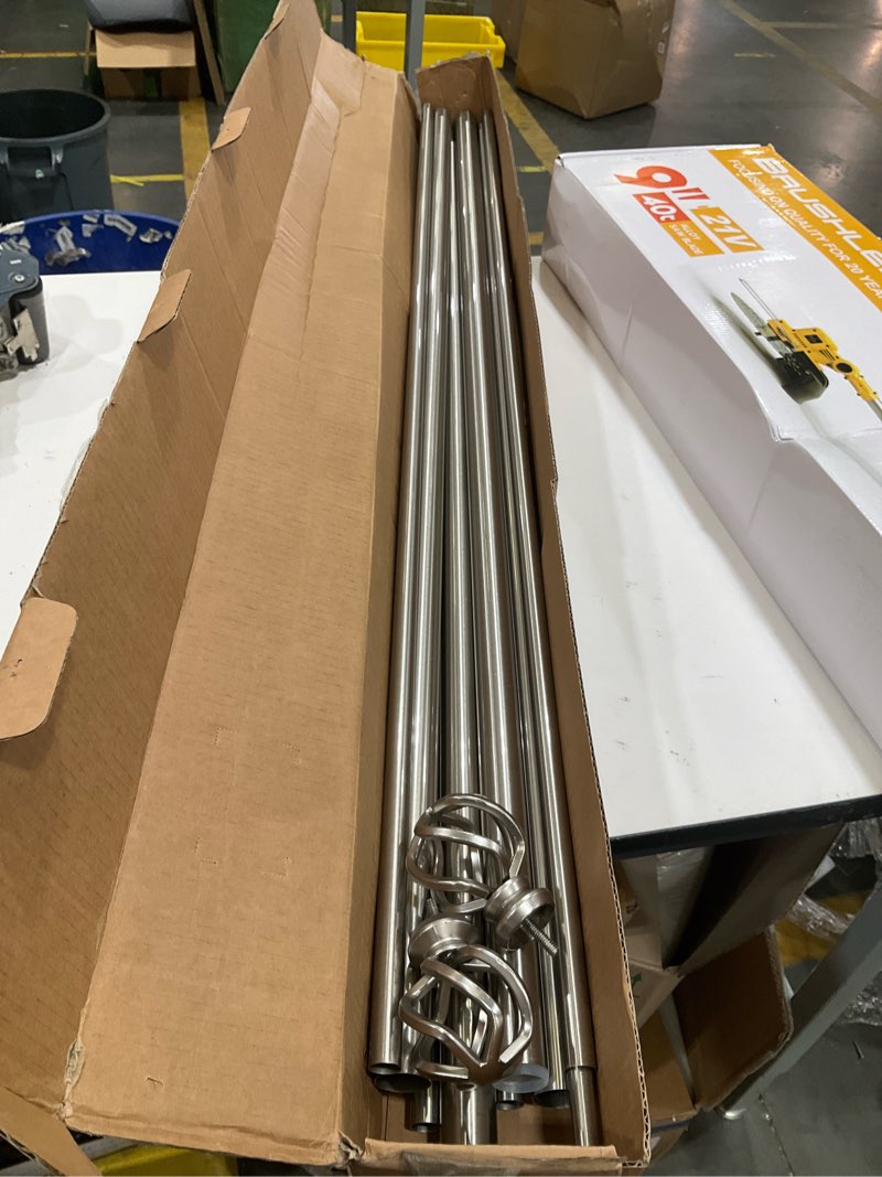 Condition photo showing Good Condition for satin nickel double curtain rods, heavy duty decorative drapery rod 72-144 inches, telescoping drapery rod with twisted cage finials