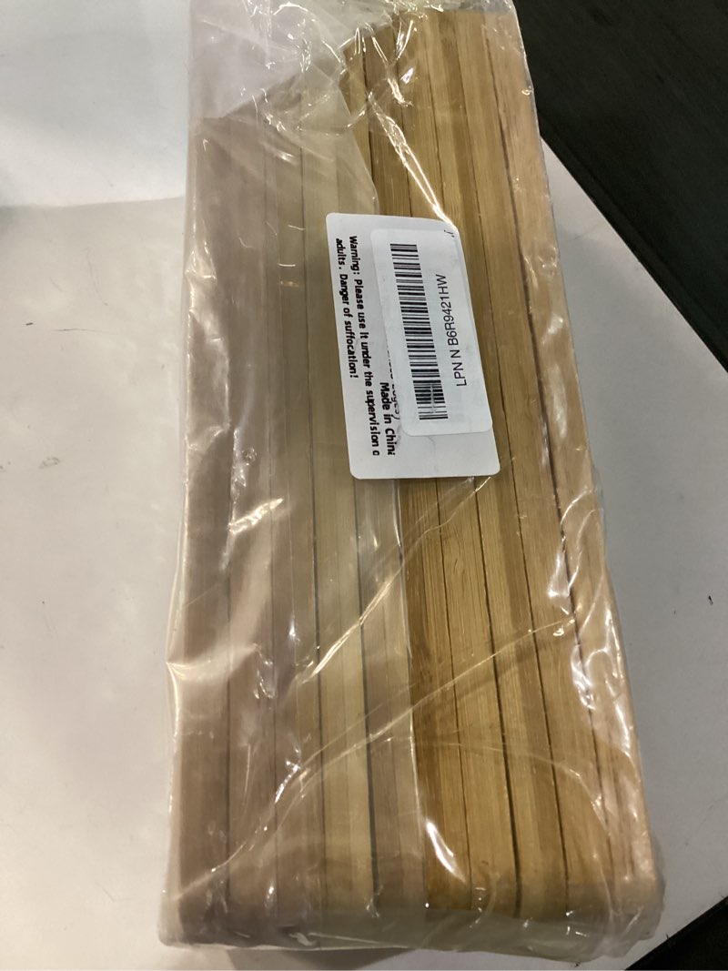 Condition photo showing New/Like New for 10 pcs wood serving trays, rectangle bamboo tray for bathroom, wooden serving platter vanity tray for dresser snack food dinner kitchen, 11 x 4 inch(rounded edges)