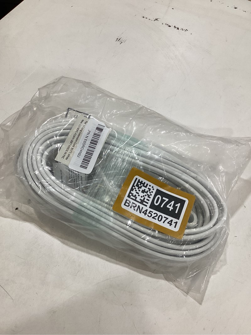 Condition photo showing New/Like New for 3-outlet flat extension cord 30 ft, 16 gauge extension cord, flat plug, multi outlet, 3 prong angled plug, spt-3 power strip indoor extension cable, etl listed, white 30ft white