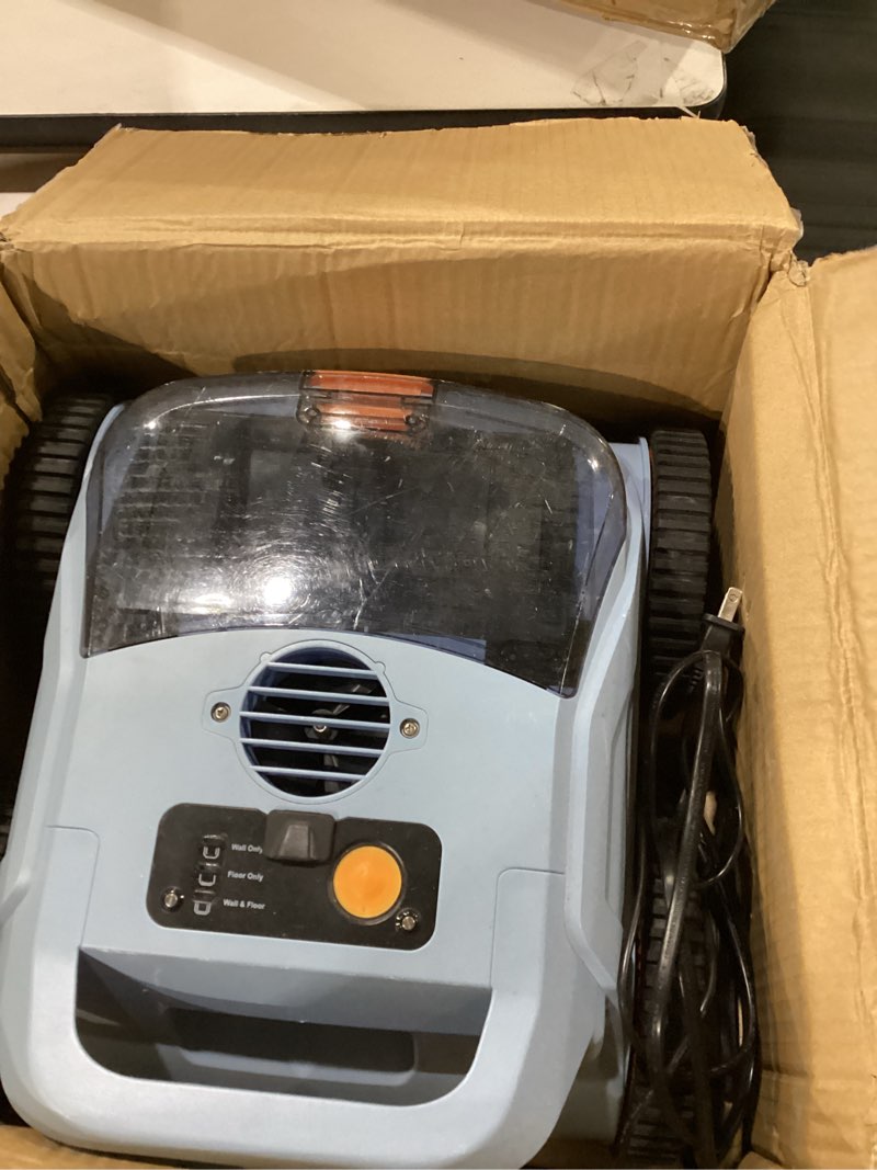 Condition photo showing As Is for not tested****robotic pool vacuum, pool cleaner for inground pools, smart navigation, floor/wall/waterline cleaning, 150 mins runtime for pool up to 2000 sq.ft blue