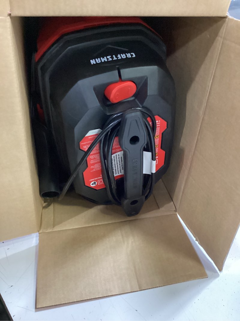 Condition photo showing As Is for craftsman 3-gallon 3 hp corded wet/dry shop vacuum with accessories included