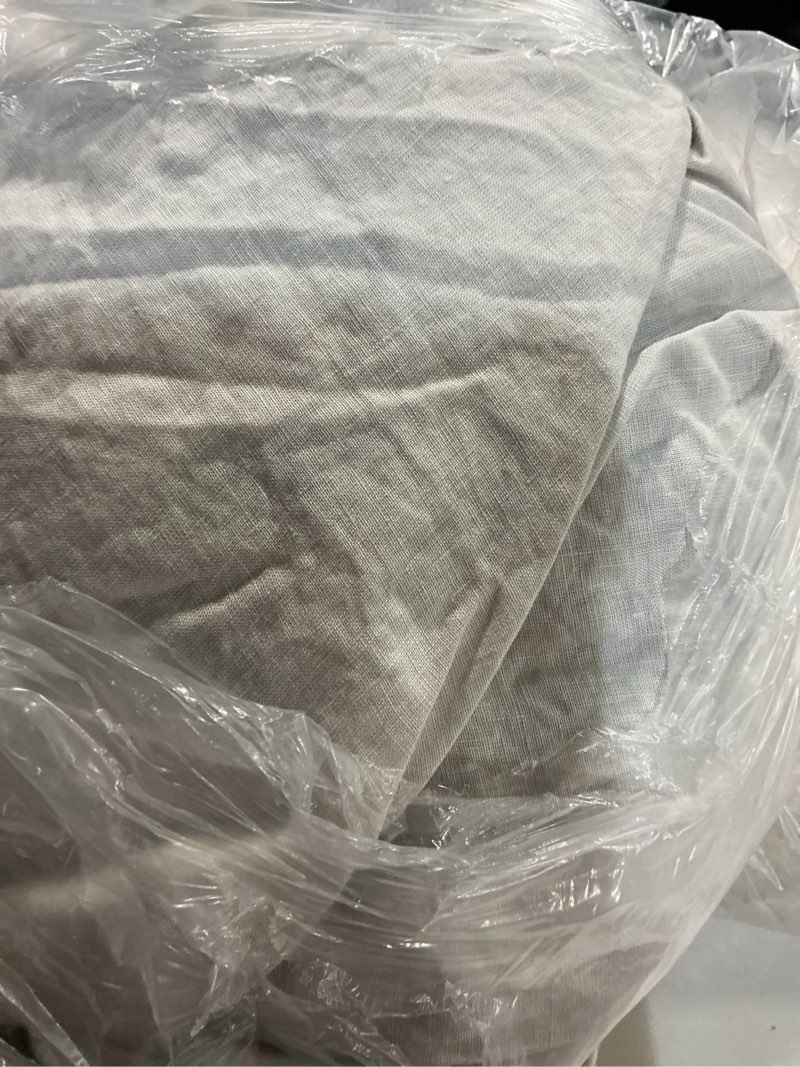 Condition photo showing As Is for european linen fitted sheet set, queen, light grey