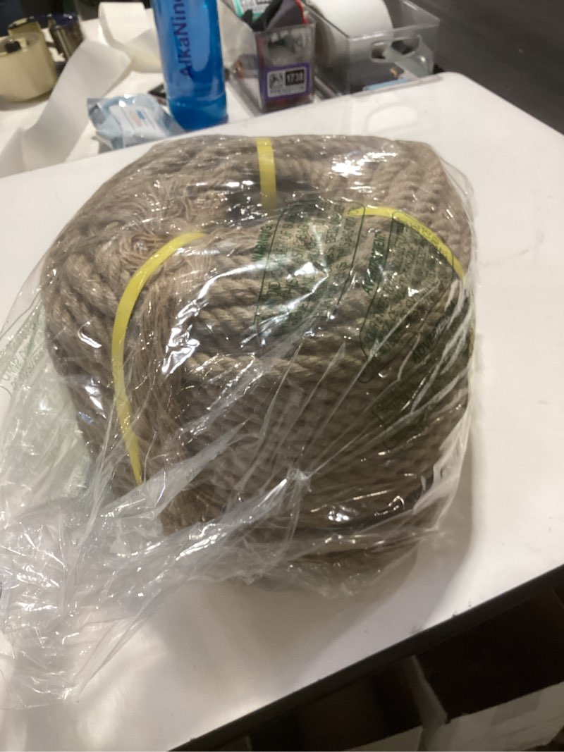 Condition photo showing Good Condition for hemp rope - 3/4 inch × 100 feet - natural jute twisted manila rope for crafts, hammock, railing, decorating 3/4 in×100 ft