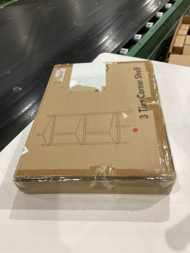 Condition photo showing New/Like New for Wisuce Corner Shelf Stand - 3 Tier Bamboo Small Corner Bookshelf for Office Kitchen Bedroom Plant Stand Living Room Decor Small Space (Black) Black 3 Tier