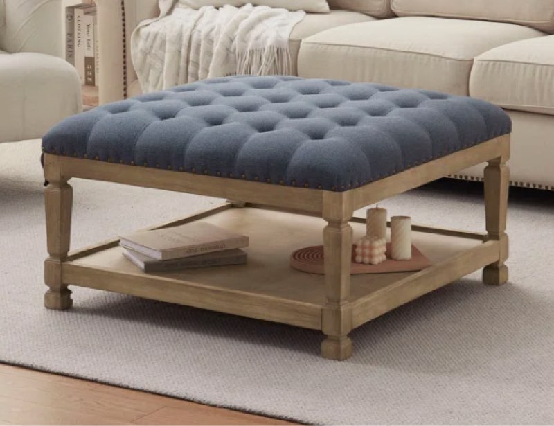 Cristan 33" W Upholstered Square Storage Ottoman