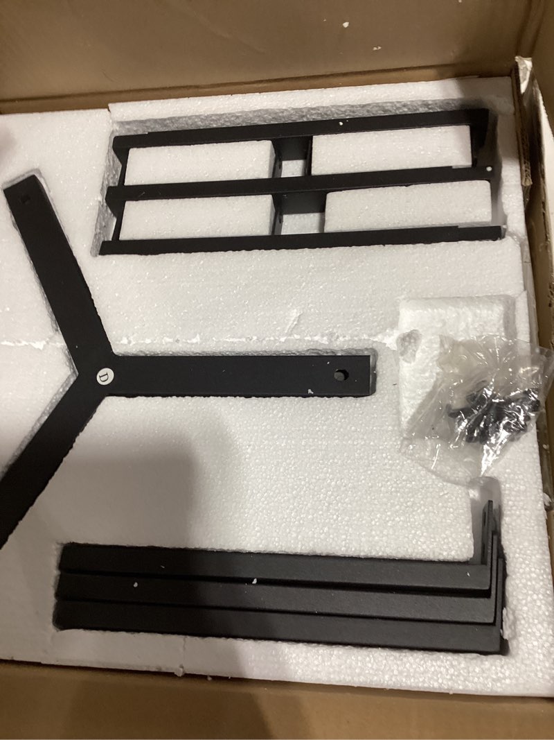 Condition photo showing New/Like New for Gadroad Round End Table with Storage Shelf, 2 Tier Farmhouse Side Table Nightstand for Living Room, Bedroom, Wood Tabletop & Black Metal Frame, Brown 15.7 * 15.7 * 23.0inches Brown No Charging Station