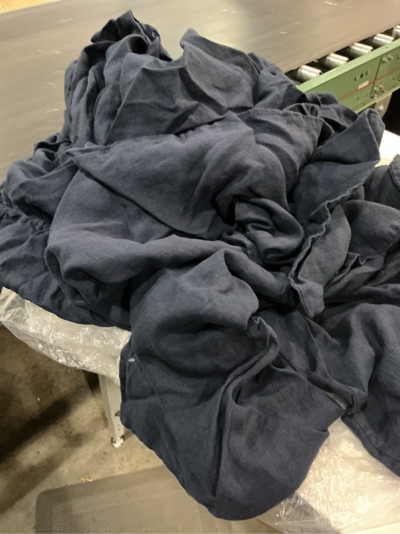 Condition photo showing Good Condition for quince european linen fitted sheet set, king, navy