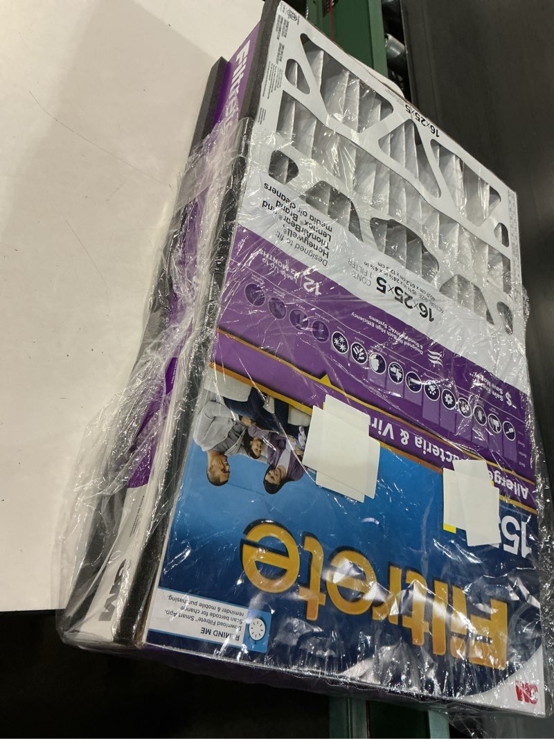Condition photo showing As Is for filtrete 16 in. w x 25 in. h x 5 in. polypropylene 1550 mpr pleated allergen air filter 1 pk