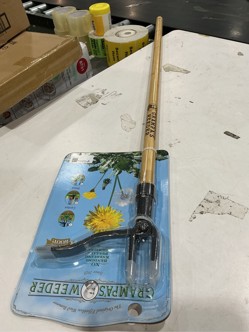 Condition photo showing Good Condition for grampa's weeder - the original stand up weed puller tool with long handle - made with real bamboo & 4-claw steel head design - easily remove weeds without bending, pulling, or kneeling.