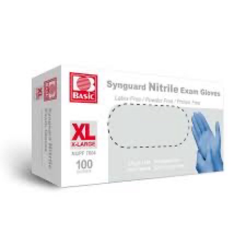Synguard nitrile exam gloves size xl