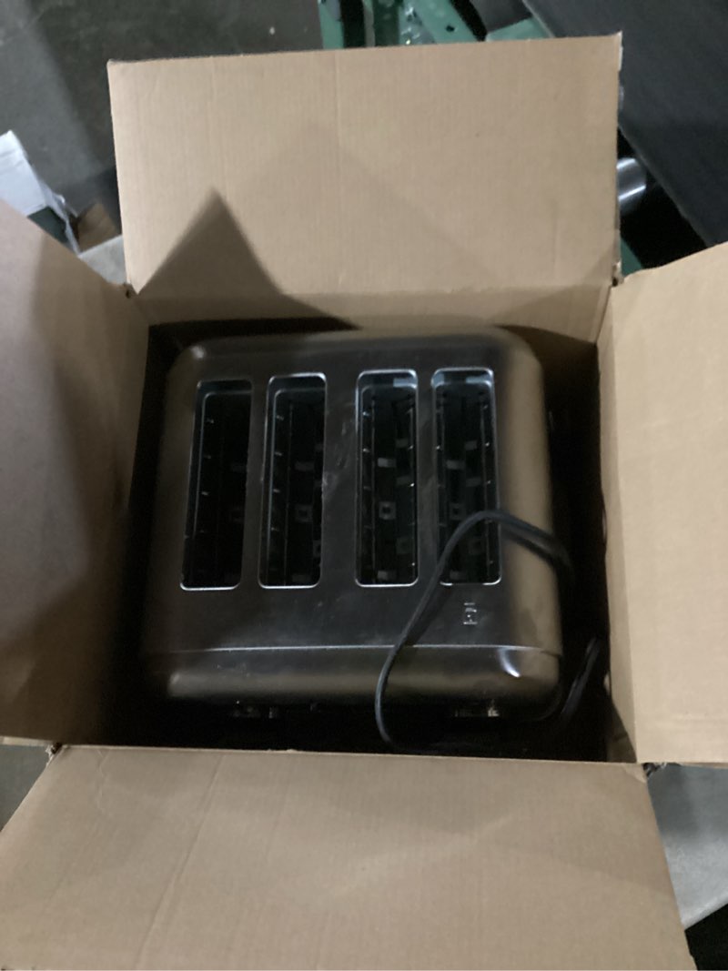Condition photo showing As Is for cuisinart 4 slice compact stainless steel toaster with extra-wide slots for bread, french toast, bagels & pastries, defrost & reheat functions, cpt-180p1, brushed stainless, removable crumb tray
