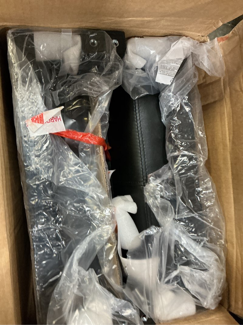 Condition photo showing New/Like New for dumos saddle bar stools set of 2, 24 inch counter height stools with curved pu leather surface, 3.7" thick upholstery bar height stools with footrest for kitchen island, dining, cafe, black inky set of 2 24 inch 2