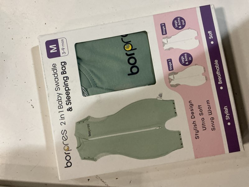 Condition photo showing New/Like New for (size m)swaddledesigns transitional swaddle sack, arms up half-length sleeves & mitten cuffs, swaddle for newborn transition to baby sleep sack wearable blanket, small, 0-3 month, 6-14 lb, heathered jadeite heathered jadeite small (6-14 pound)