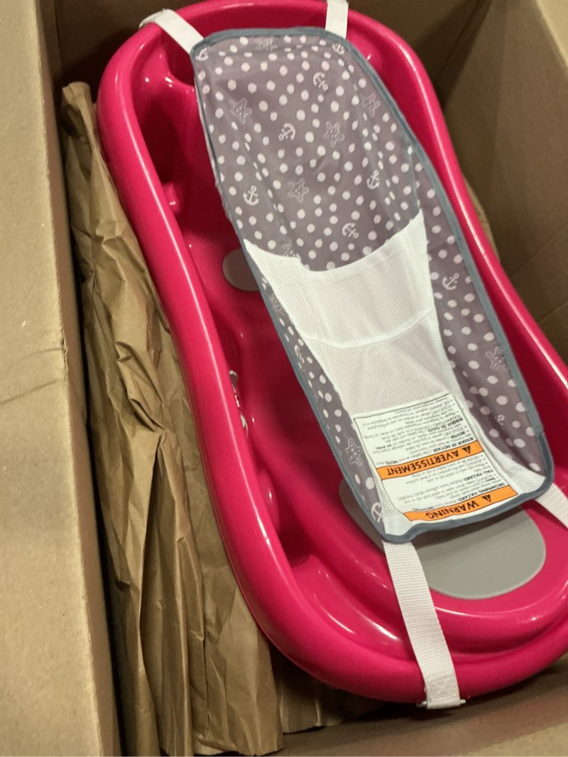 Condition photo showing Good Condition for The First Years Newborn to Toddler Baby Bath Tub - Convertible 3-in-1 Baby Tub with Removable Sling - Ages 0 to 24 Months - Sure Comfort - Pink Deluxe Tub Pink