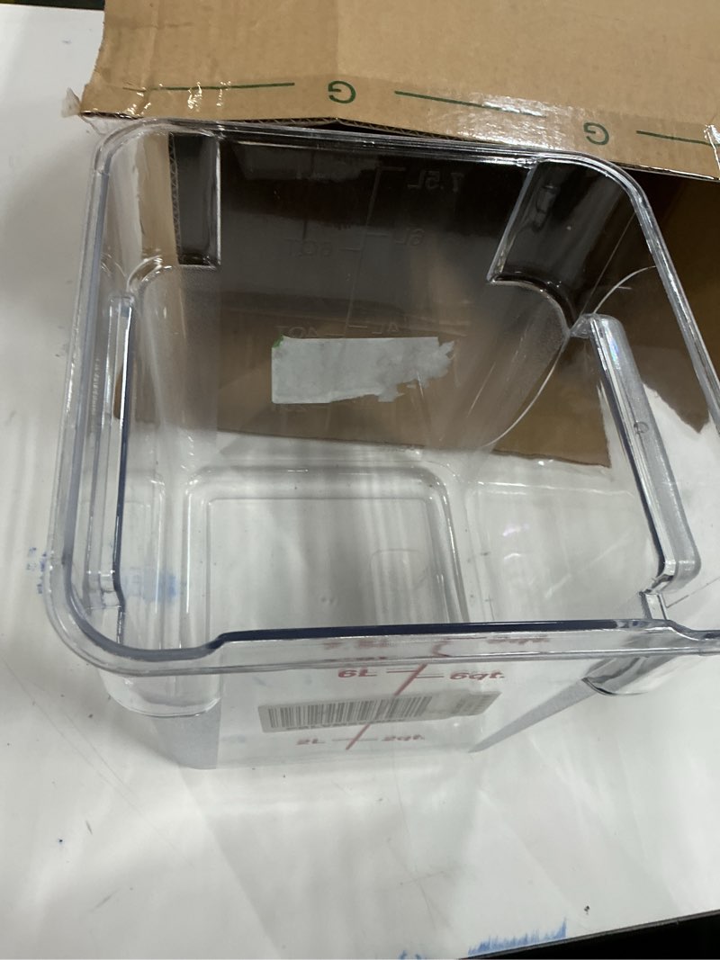 Condition photo showing As Is for Winco PC Square Storage Container, 8quart,Clear, Medium 8 Quart Container Clear
