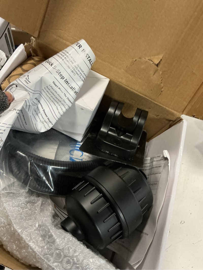 Condition photo showing Good Condition for NearMoon Filtered Rain Shower Head, High Pressure 8?Square, and 5 settings Handheld Shower Filter Combo with Self-adhesive Holder/1.5M Hose -1 Replaceable Filter Cartridge (Matte Black)